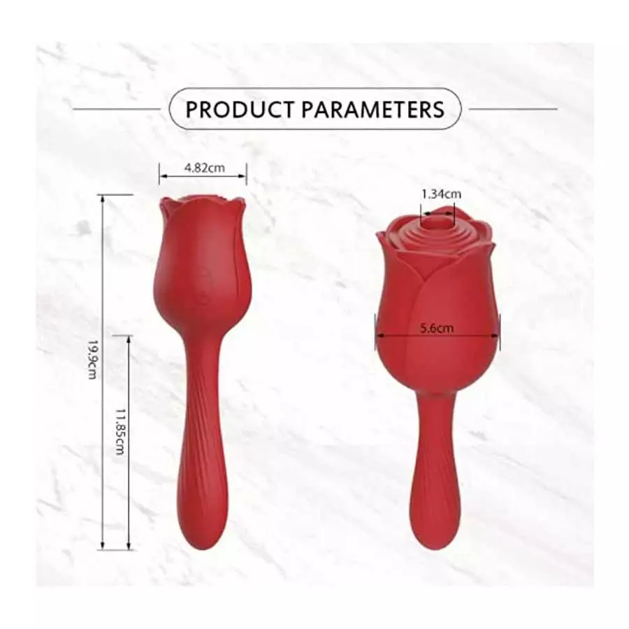 Rose Vibrator, 2 in 1 Rechargeable G Spot Clitoris Stimulator Vibrator, with 10 Vibrations and 10 Frequencies Sucking, Ultra Sof
