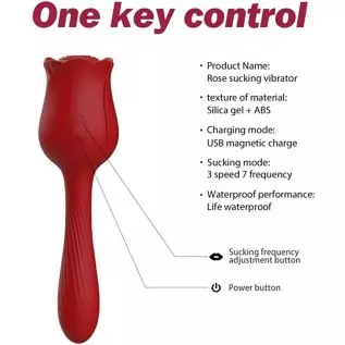 Rose Vibrator, 2 in 1 Rechargeable G Spot Clitoris Stimulator Vibrator, with 10 Vibrations and 10 Frequencies Sucking, Ultra Sof Rose Vibrator, 2 in 1 Rechargeable G Spot Clitoris Stimulator Vibrator, with 10 Vibrations and 10 Frequencies Sucking, Ultra Sof