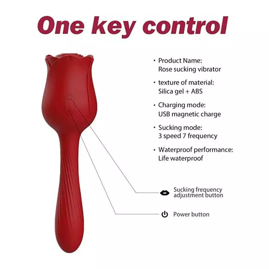 Rose Vibrator, 2 in 1 Rechargeable G Spot Clitoris Stimulator Vibrator, with 10 Vibrations and 10 Frequencies Sucking, Ultra Sof