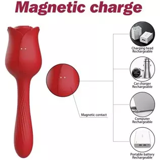 Rose Vibrator, 2 in 1 Rechargeable G Spot Clitoris Stimulator Vibrator, with 10 Vibrations and 10 Frequencies Sucking, Ultra Sof Rose Vibrator, 2 in 1 Rechargeable G Spot Clitoris Stimulator Vibrator, with 10 Vibrations and 10 Frequencies Sucking, Ultra Sof