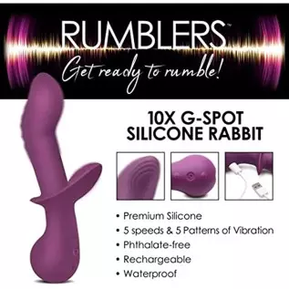 Rumblers 10x G-spot Silicone Vibrator for Women. Sex Toys for Female Pleasure & Couples Toy for Adults. Premium Silicone Vibrati