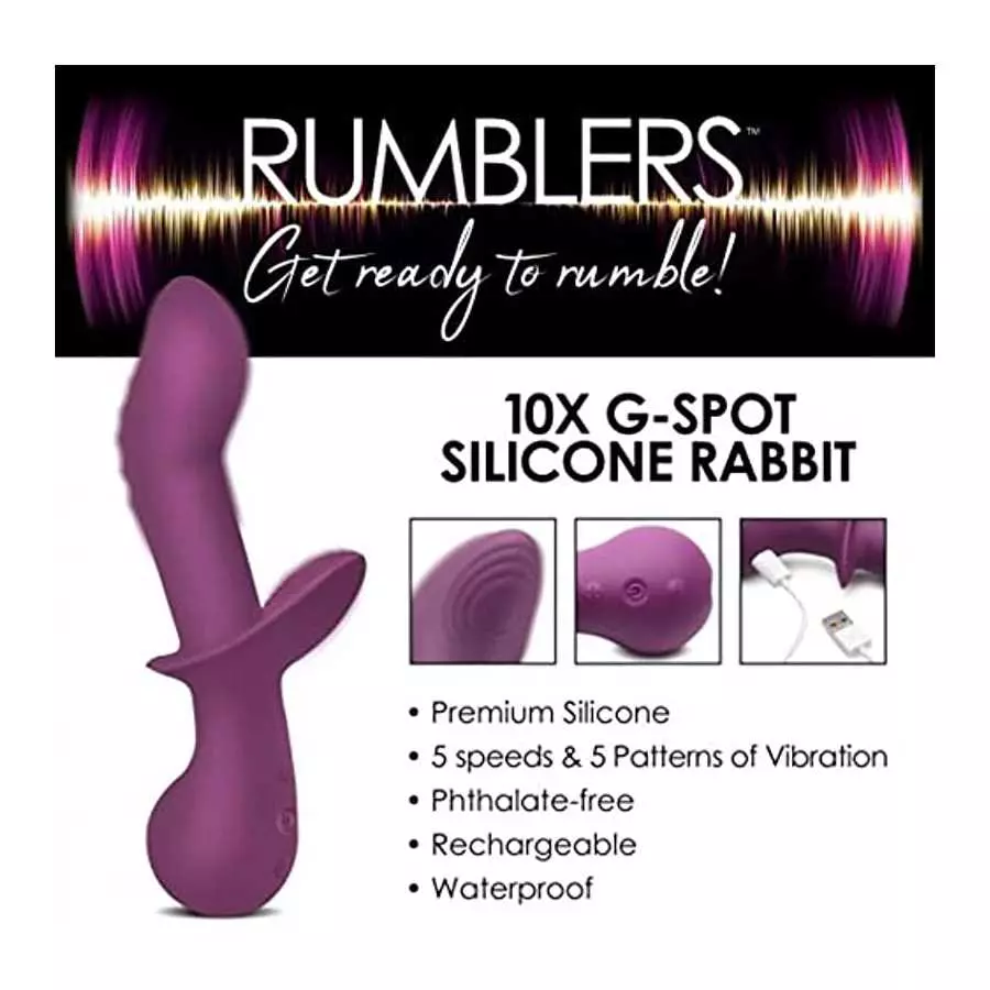 Rumblers 10x G-spot Silicone Vibrator for Women. Sex Toys for Female Pleasure & Couples Toy for Adults. Premium Silicone Vibrati