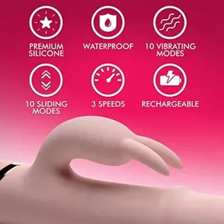 INMI 10x Bunny Sliding Ring Rabbit Vibrator G-Spot Dildo. Sex Toys for Female Pleasure & Couples Toy for Adults. Premium Silicon