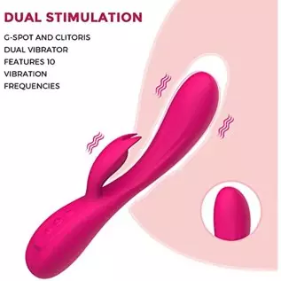 Explorgasm Bunny Vibrator - 8.5" - Clitoris & G Spot Toy - Soft Waterproof Silicone Adult Sex Machine w/ Powerful Vibrations - D