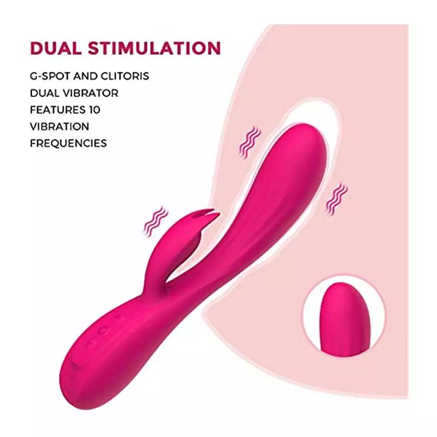 Explorgasm Bunny Vibrator - 8.5" - Clitoris & G Spot Toy - Soft Waterproof Silicone Adult Sex Machine w/ Powerful Vibrations - D