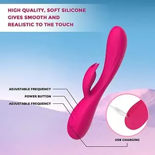 Explorgasm Bunny Vibrator - 8.5" - Clitoris & G Spot Toy - Soft Waterproof Silicone Adult Sex Machine w/ Powerful Vibrations - D