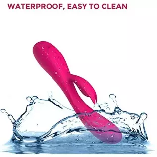 Explorgasm Bunny Vibrator - 8.5" - Clitoris & G Spot Toy - Soft Waterproof Silicone Adult Sex Machine w/ Powerful Vibrations - D
