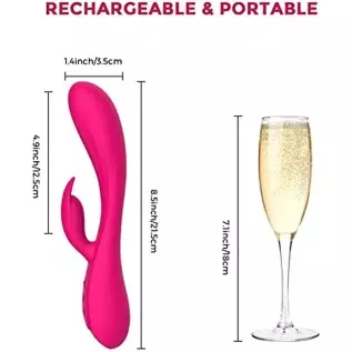 Explorgasm Bunny Vibrator - 8.5" - Clitoris & G Spot Toy - Soft Waterproof Silicone Adult Sex Machine w/ Powerful Vibrations - D
