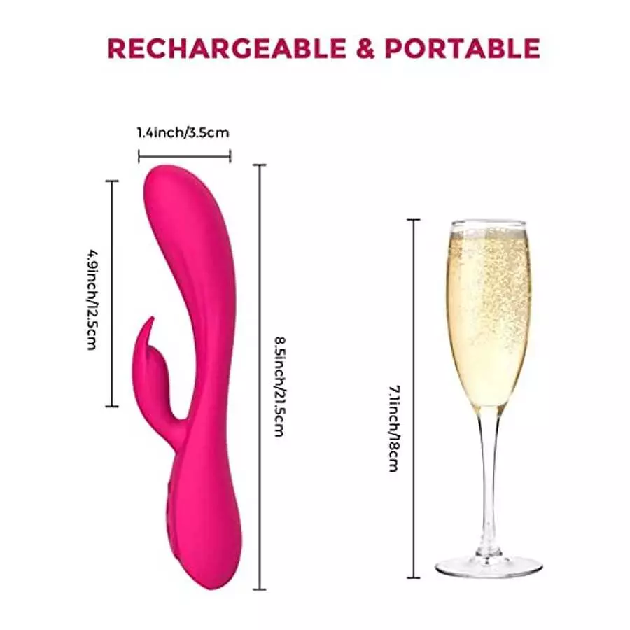Explorgasm Bunny Vibrator - 8.5" - Clitoris & G Spot Toy - Soft Waterproof Silicone Adult Sex Machine w/ Powerful Vibrations - D