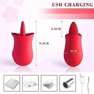 redcolourful Sex Toy for Adult Couple, Clitoris Vibrators G Spot Silicone Vibrator with Tongue Licking Nipple Stimulator 10 Vibr