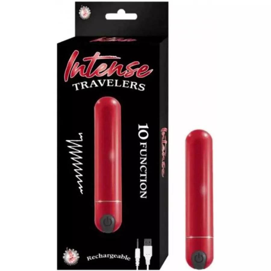 Intense Travelers - 10 Function Rechargeable Vibrator (Red) Intense Travelers - 10 Function Rechargeable Vibrator (Red)