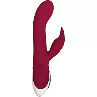 Evolved Love Is Back - Inflatable Rechargeable Silicone Bunny - G-Spot Tip Vibraties & Inflates to Almost 2 Inches - Burgundy wi