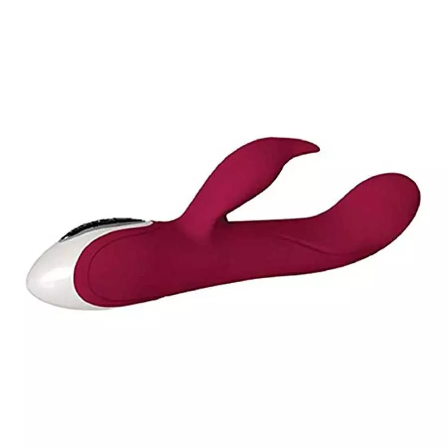 Evolved Love Is Back - Inflatable Rechargeable Silicone Bunny - G-Spot Tip Vibraties & Inflates to Almost 2 Inches - Burgundy wi
