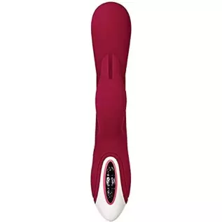 Evolved Love Is Back - Inflatable Rechargeable Silicone Bunny - G-Spot Tip Vibraties & Inflates to Almost 2 Inches - Burgundy wi