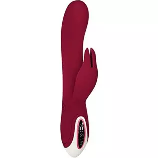 Evolved Love Is Back - Inflatable Rechargeable Silicone Bunny - G-Spot Tip Vibraties & Inflates to Almost 2 Inches - Burgundy wi