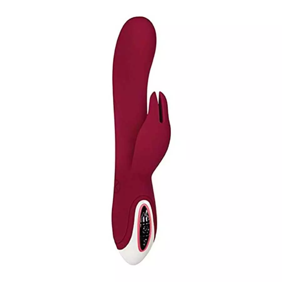 Evolved Love Is Back - Inflatable Rechargeable Silicone Bunny - G-Spot Tip Vibraties & Inflates to Almost 2 Inches - Burgundy wi