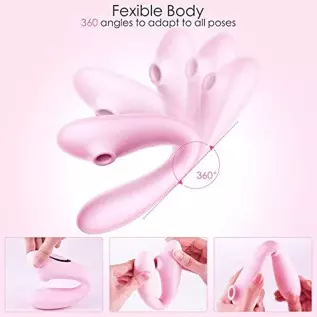 G-spot Flexible Dildo with 10 Vibrating Patterns, 3 in one Rechargeable Vibrator for Women and Couple (red)