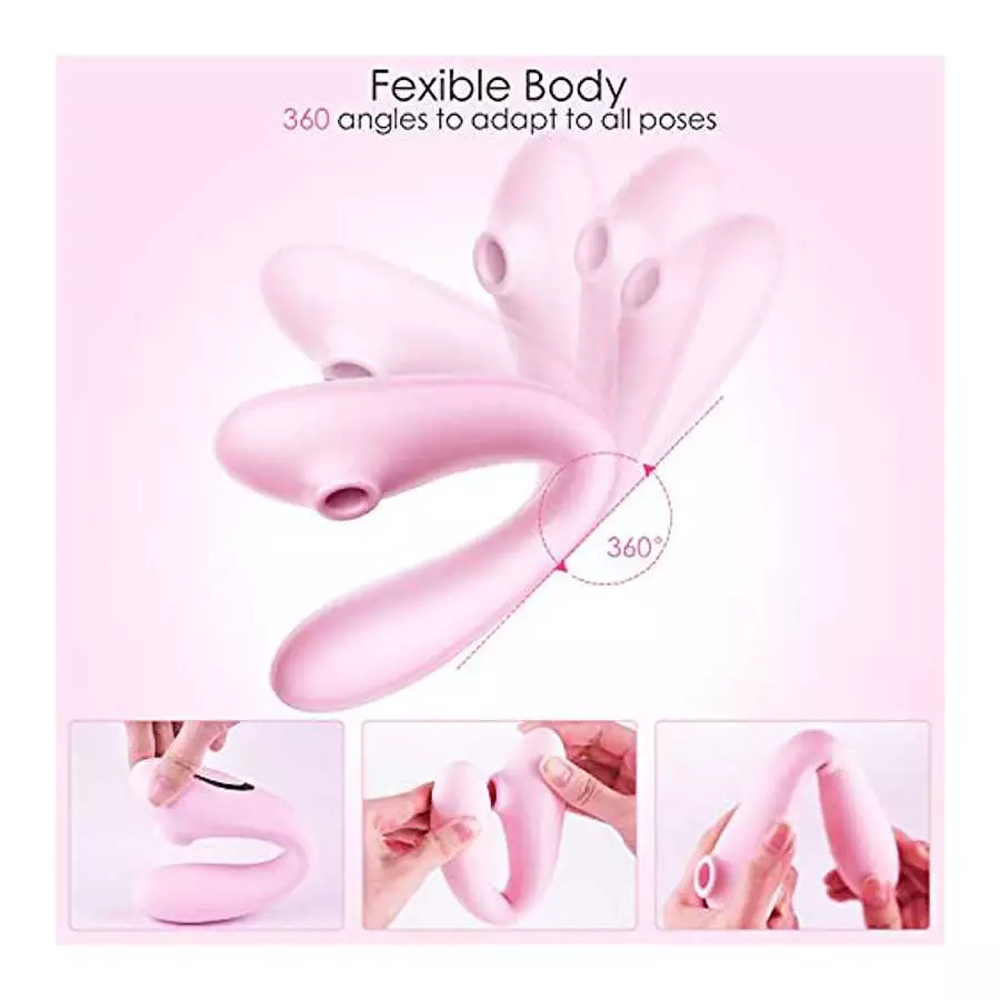 G-spot Flexible Dildo with 10 Vibrating Patterns, 3 in one Rechargeable Vibrator for Women and Couple (red)