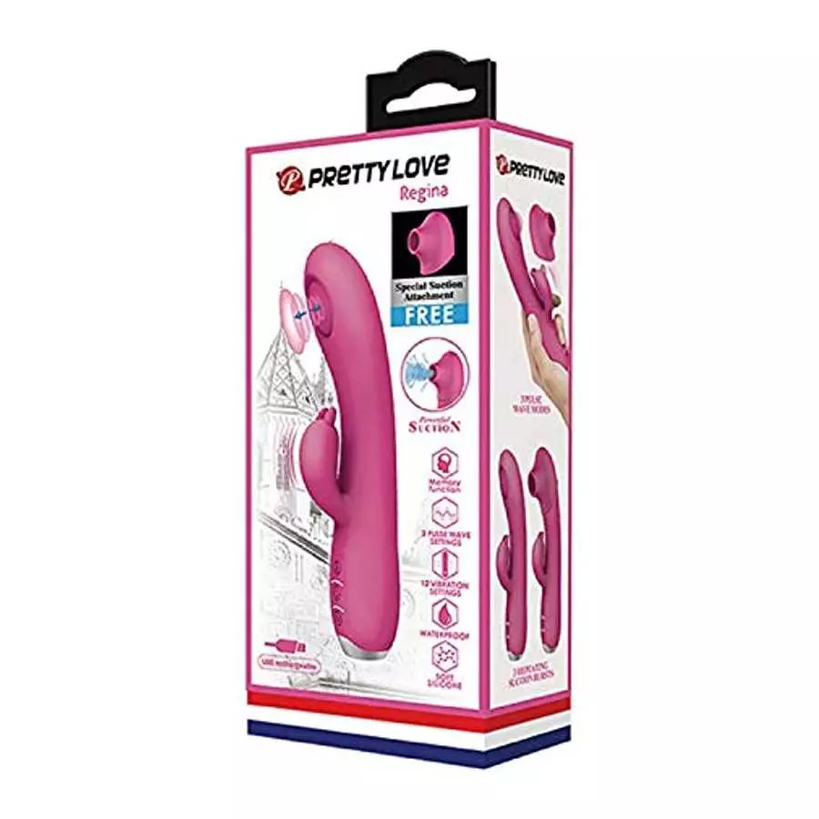 Pretty Love Regina Pulsing Rabbit with Suction Attachment - Pink