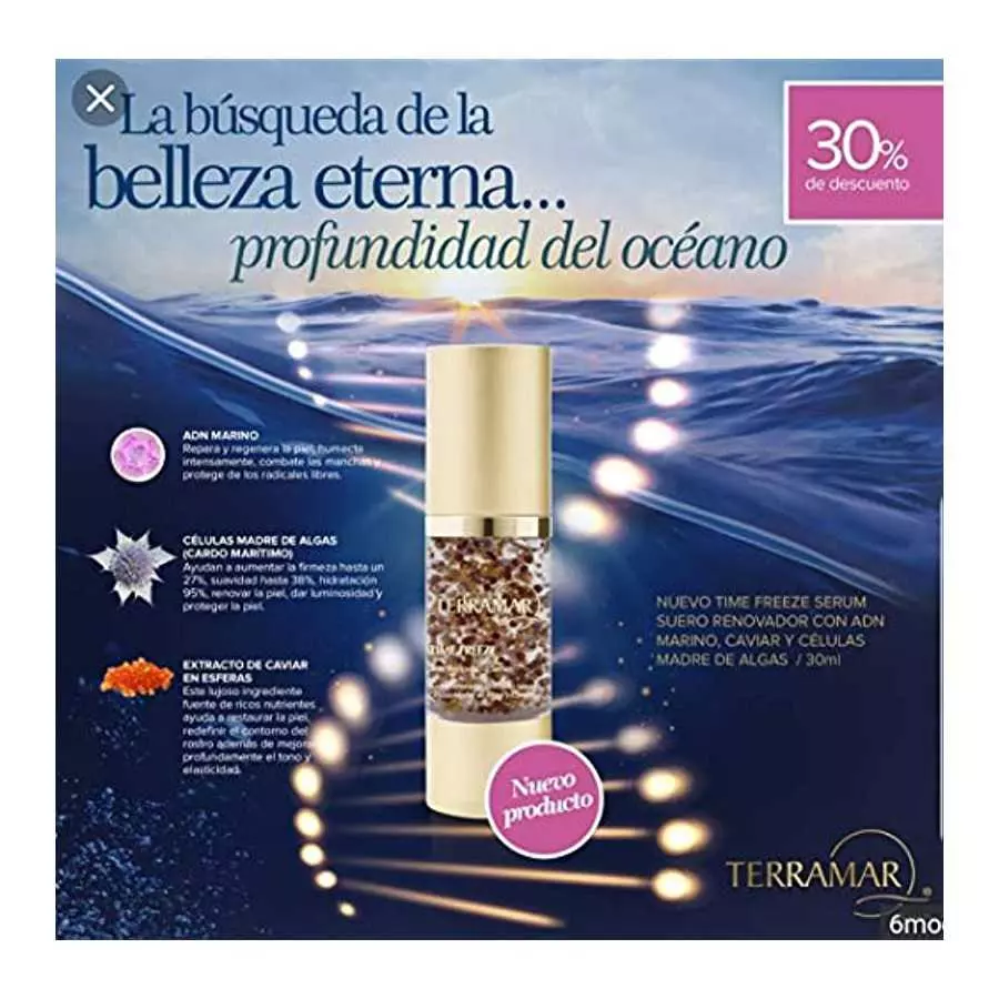 Time Freeze Skin Renovation Serum (Suero Renovador con ADN Marino, Celulas Madres de Algas y Caviar).