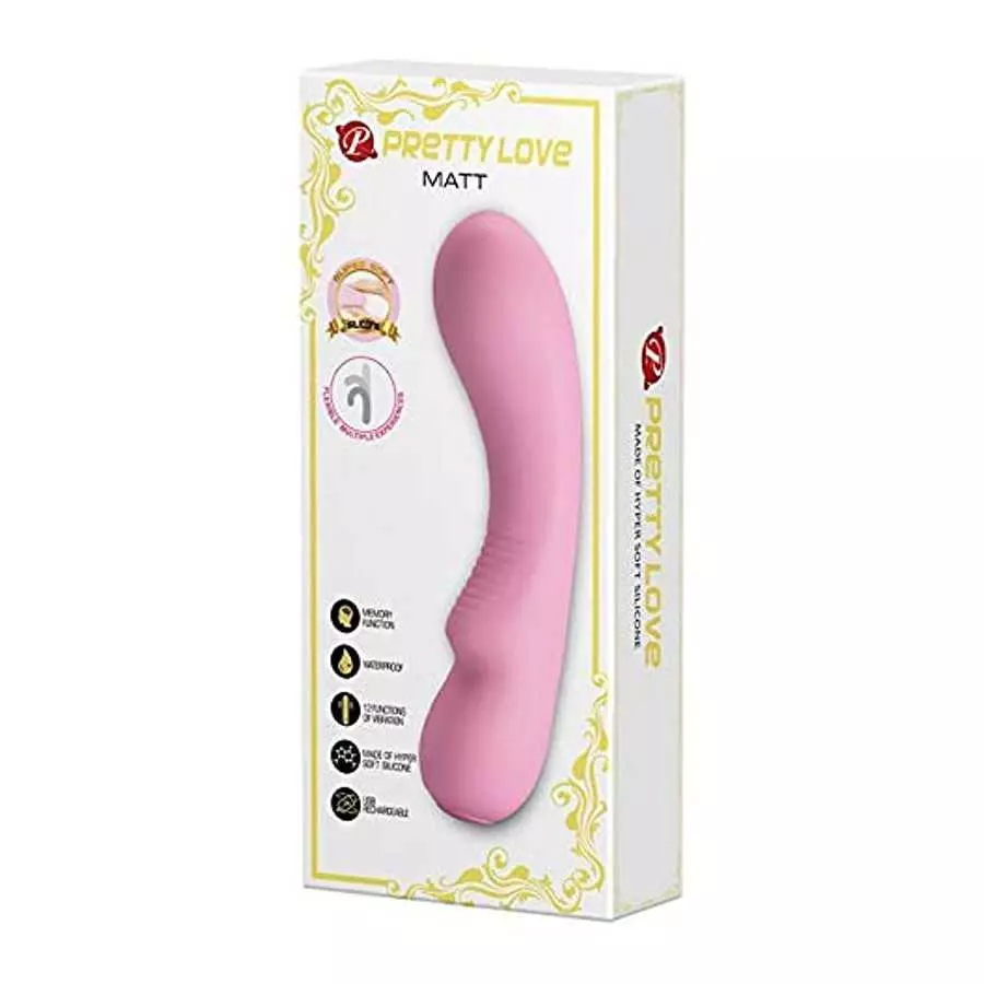 Pretty Love Matt 12 Function Silicone Flex USB Rechargeable Vibrator - Pink