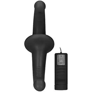 Shots - Ouch! Vibrating Silicone Strapless Strapon - Black, Black