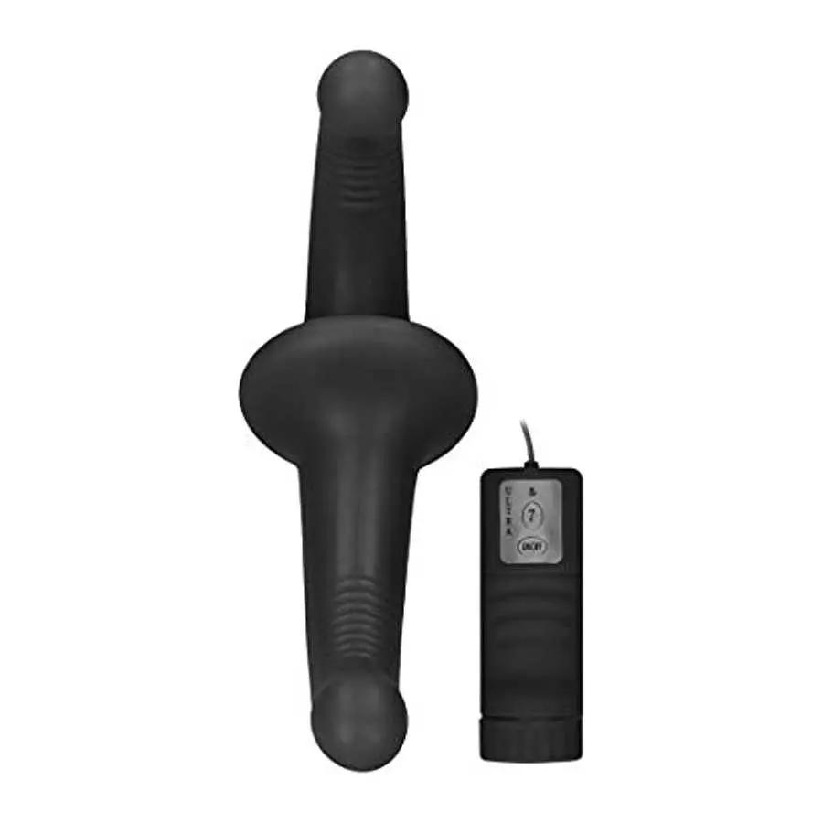 Shots - Ouch! Vibrating Silicone Strapless Strapon - Black, Black