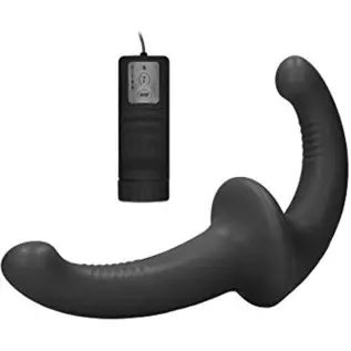 Shots - Ouch! Vibrating Silicone Strapless Strapon - Black, Black