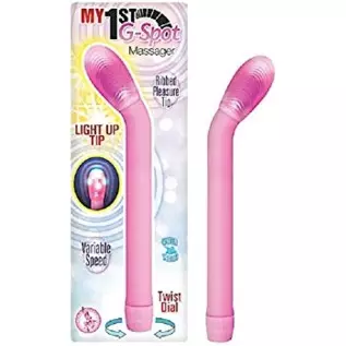My 1st G-Spot Light up Massager Vibe (Pink) with Free Bottle of Adult Toy Cleaner