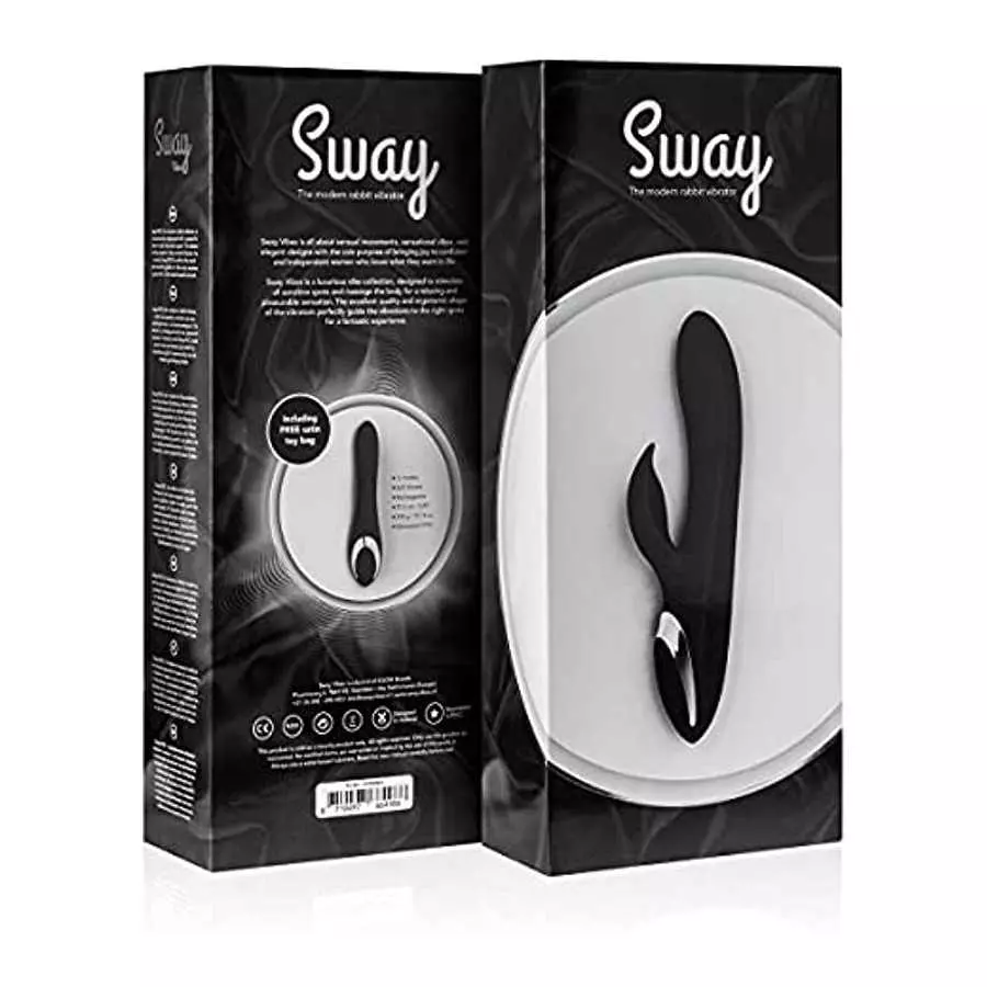 Sway Vibes No. 2 Vibrant Toy Black Therapeutic Cordless Vibrator with 12 Multi-Speed Vibration Modes. 22,5 cm, G Spot Vibrator S