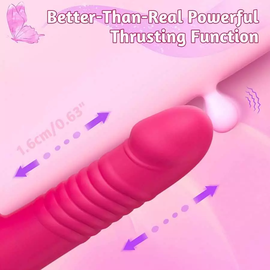 Beaded Thrusting Rabbit Vibrator - BOMBEX William, 9.8" Triple Action G Spot Vibrator with Independent Clitoral Stimulator, 10 P