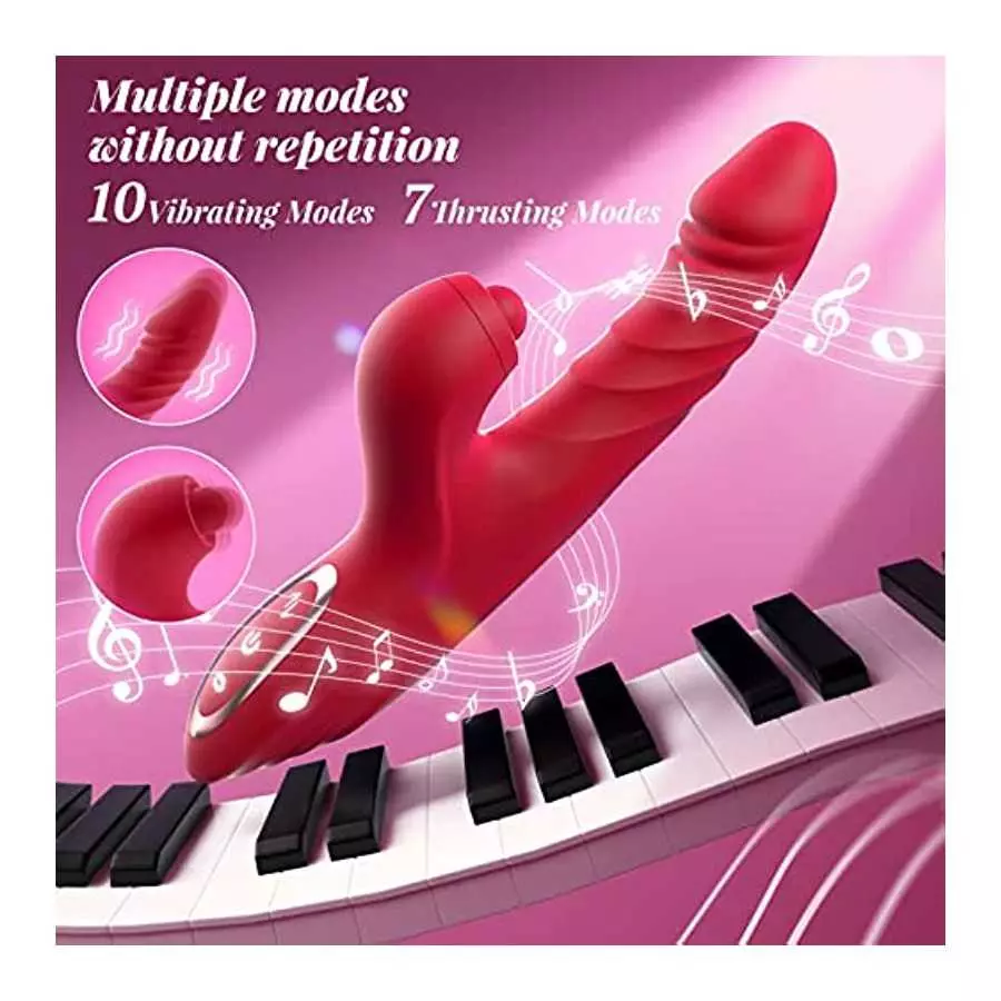 Rabbit Vibrator Thrusting Dildo for Women - Sex Toys Thrusting Vibrator Clitoral Stimulator with 10 Vibration 7 Thrust Mode with