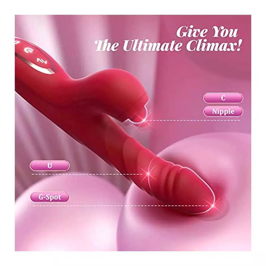 Rabbit Vibrator Thrusting Dildo for Women - Sex Toys Thrusting Vibrator Clitoral Stimulator with 10 Vibration 7 Thrust Mode with