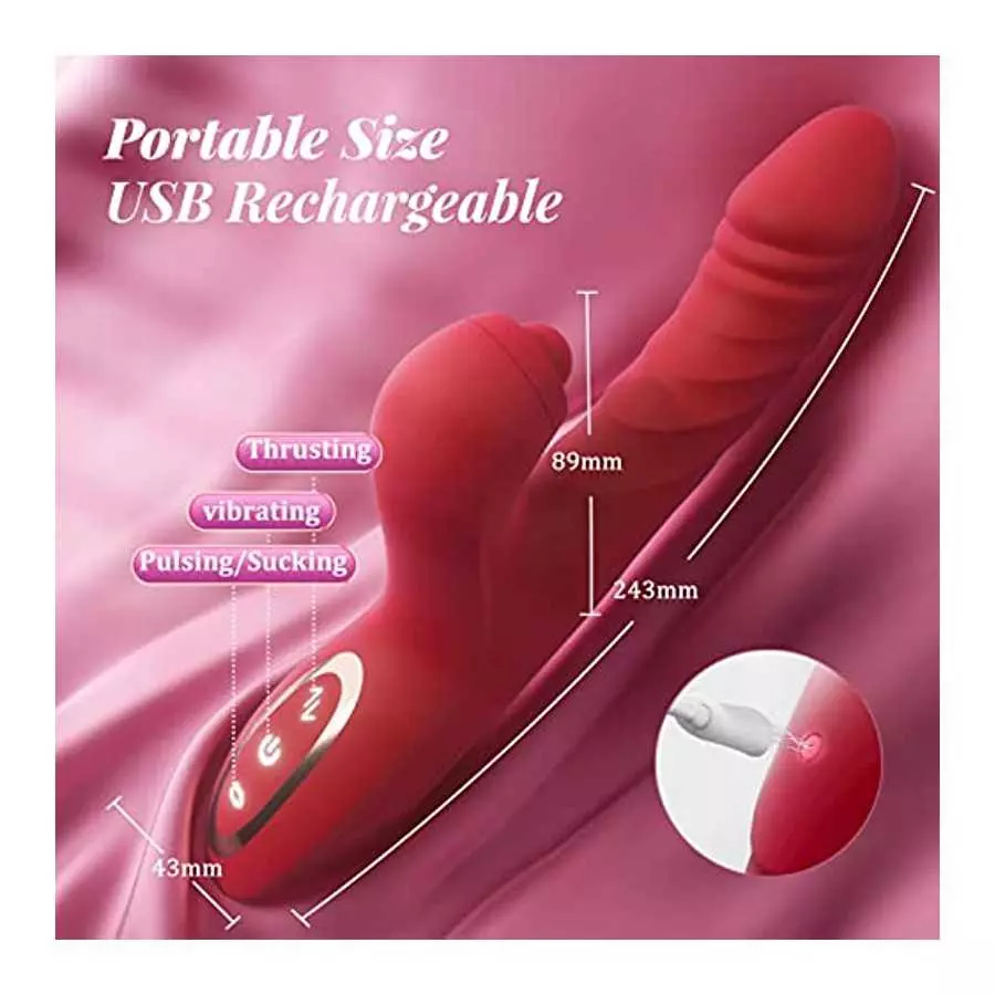 Rabbit Vibrator Thrusting Dildo for Women - Sex Toys Thrusting Vibrator Clitoral Stimulator with 10 Vibration 7 Thrust Mode with