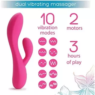 plusOne Rabbit Vibrator for Women - Made of Body-Safe Silicone, Fully Waterproof, USB Rechargeable - Dual Vibrating Massager wit