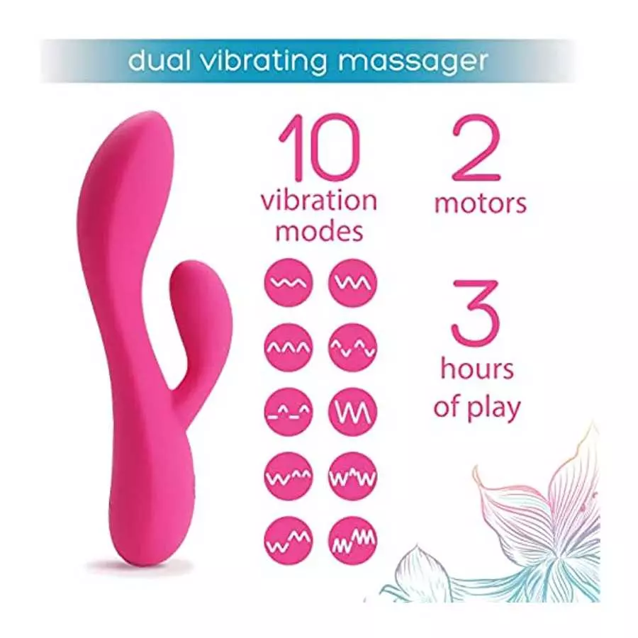 plusOne Rabbit Vibrator for Women - Made of Body-Safe Silicone, Fully Waterproof, USB Rechargeable - Dual Vibrating Massager wit