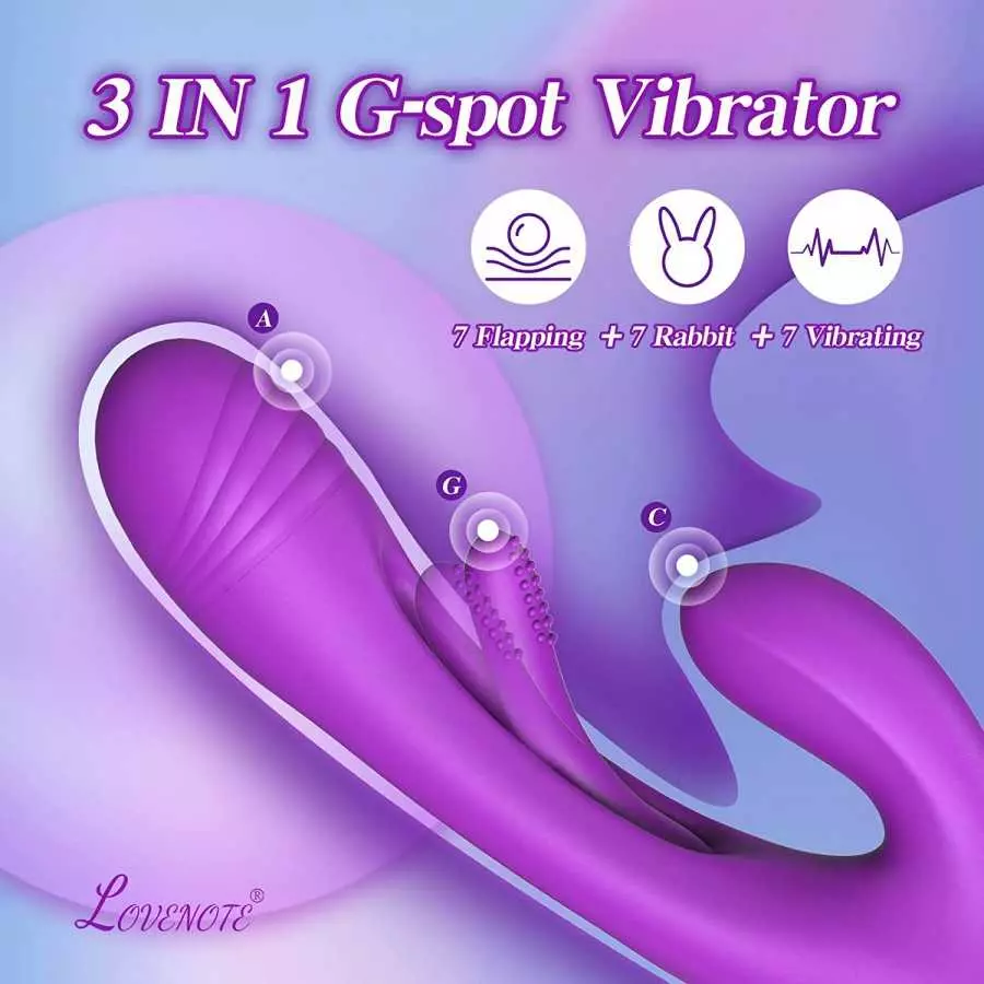 Flapping Vibrator Dildo for Women: G Spot Rabbit Vibrator with 7 Vibration 7 Flapping Modes, Waterproof Clitoralis Stimulator fo
