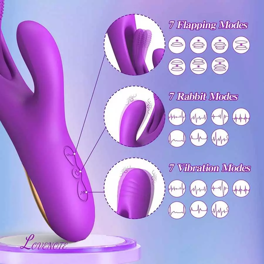 Flapping Vibrator Dildo for Women: G Spot Rabbit Vibrator with 7 Vibration 7 Flapping Modes, Waterproof Clitoralis Stimulator fo