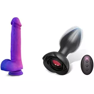 Anal Rose Toy Vibrator Rose Sex Stimulator for Women - 9 Inches Color-Changeabl Realistic G Spot Dildos