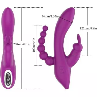 3 in 1 G-Spot Rabbit Anal Dildo Vibrator Adult Sex Toys with 7 Vibrating Modes for Women - Adorime Silicone Waterproof Rechargea