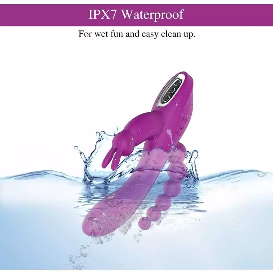 3 in 1 G-Spot Rabbit Anal Dildo Vibrator Adult Sex Toys with 7 Vibrating Modes for Women - Adorime Silicone Waterproof Rechargea