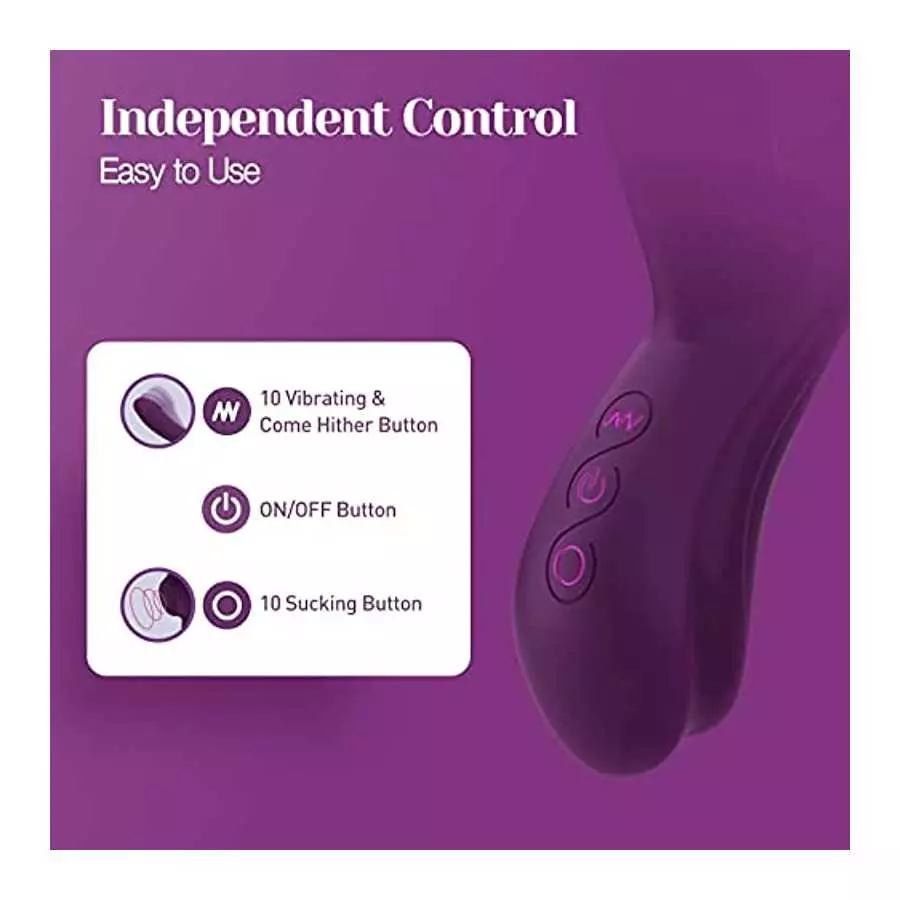 Tracy's Dog Come-Hither Rabbit Sucking Vibrator for Clitoral G Spot Stimulation, Adult Sex Toys for Women Couple, Vibrating Fing