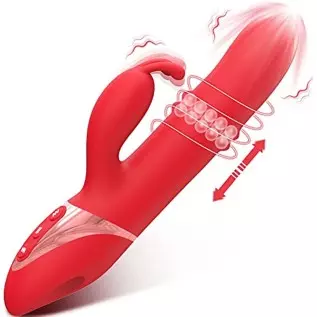Adult Sex Toys Women Sex Toy - 3in1 Thrusting Vibrator Dildo G Spot Rabbit Vibrators for Woman with 24 Sliding Beads, 27 Pattern