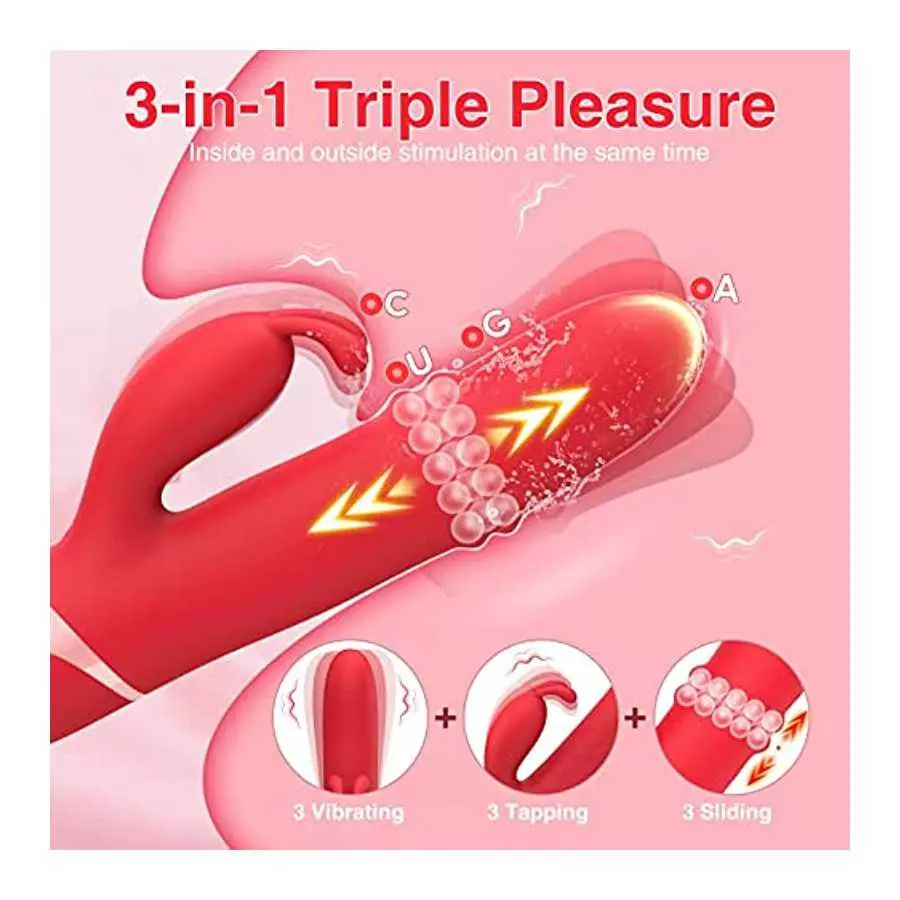 Adult Sex Toys Women Sex Toy - 3in1 Thrusting Vibrator Dildo G Spot Rabbit Vibrators for Woman with 24 Sliding Beads, 27 Pattern