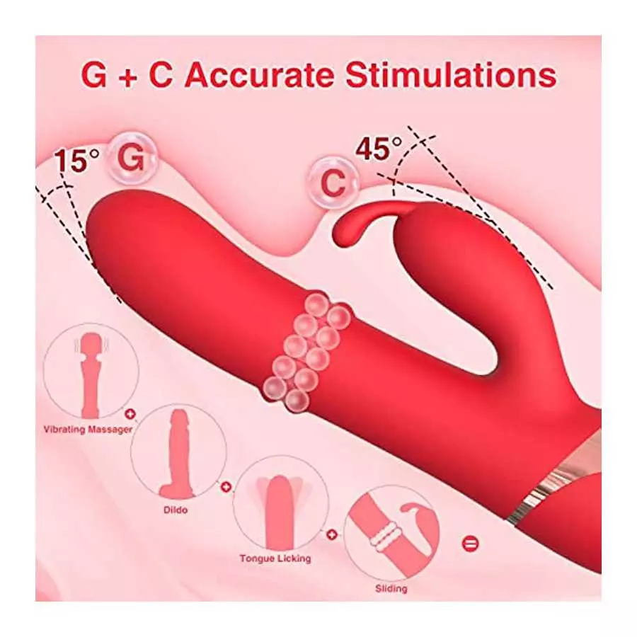 Adult Sex Toys Women Sex Toy - 3in1 Thrusting Vibrator Dildo G Spot Rabbit Vibrators for Woman with 24 Sliding Beads, 27 Pattern