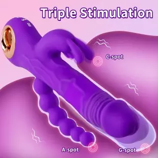 Thrusting Rabbit Vibrator G Spot Clitoral Anal Dildo Stimulator Adult Sex Toys with One Click Orgasm, 3 Powerful Thrusting Speed Thrusting Rabbit Vibrator G Spot Clitoral Anal Dildo Stimulator Adult Sex Toys with One Click Orgasm, 3 Powerful Thrusting Speed
