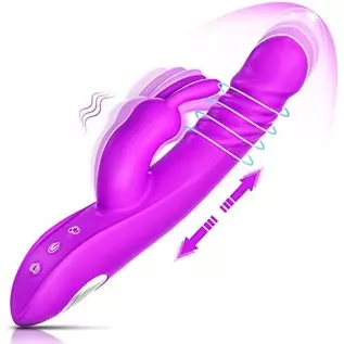 Thrusting Rabbit Vibrator, G Spot Clitoral Vibrator, Pulsing Dildo for Women with 3 Powerful Thrusting Speeds 11 Vibration Modes