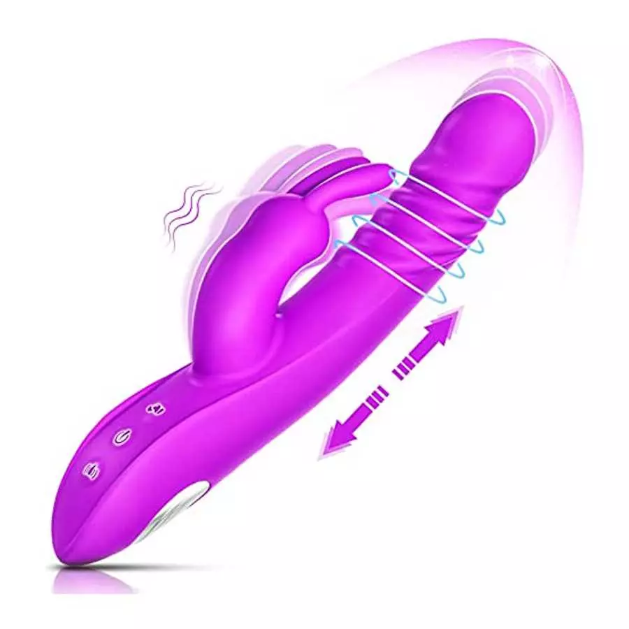 Thrusting Rabbit Vibrator, G Spot Clitoral Vibrator, Pulsing Dildo for Women with 3 Powerful Thrusting Speeds 11 Vibration Modes Thrusting Rabbit Vibrator, G Spot Clitoral Vibrator, Pulsing Dildo for Women with 3 Powerful Thrusting Speeds 11 Vibration Modes