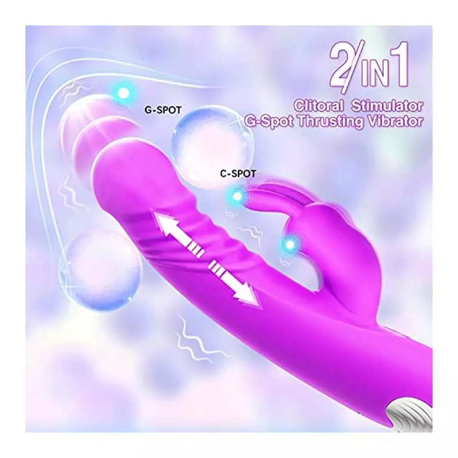 Thrusting Rabbit Vibrator, G Spot Clitoral Vibrator, Pulsing Dildo for Women with 3 Powerful Thrusting Speeds 11 Vibration Modes