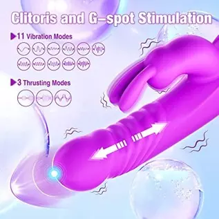 Thrusting Rabbit Vibrator, G Spot Clitoral Vibrator, Pulsing Dildo for Women with 3 Powerful Thrusting Speeds 11 Vibration Modes Thrusting Rabbit Vibrator, G Spot Clitoral Vibrator, Pulsing Dildo for Women with 3 Powerful Thrusting Speeds 11 Vibration Modes
